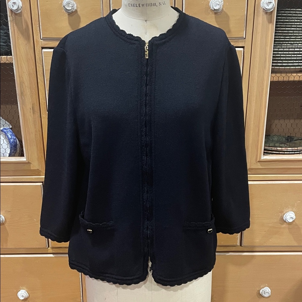 St. John knits Black Women's Zip Cardigan